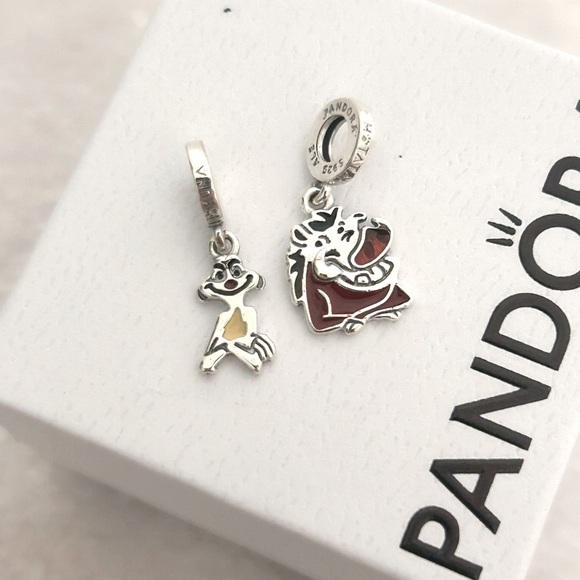 PANDORA Disney The Lion King Timon & Pumbaa Splittable Dangle Charm w/box - Picture 3 of 5